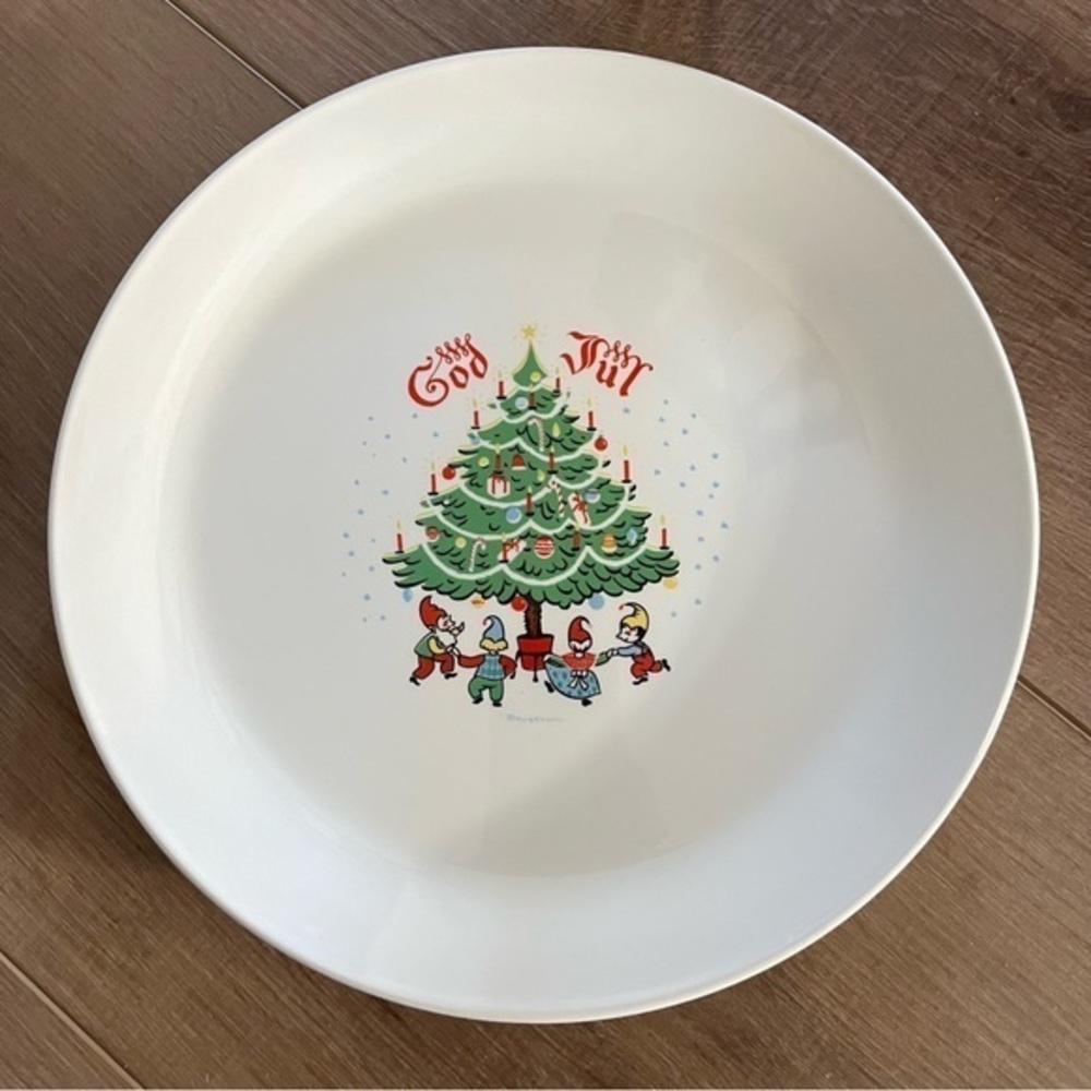 1 God Jul Berggren Traynor 10"Dinner Plate Christmas Tree‎ Elves Johnson Brother
